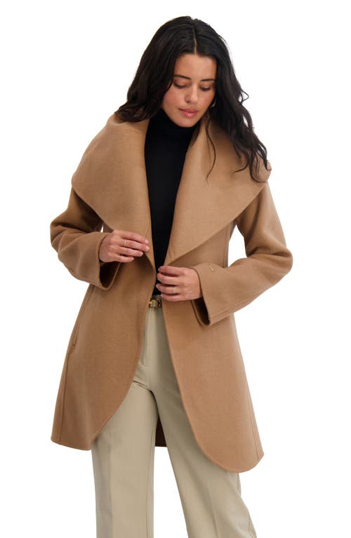 Tahari Marilyn Wool Blend Coat In Brown