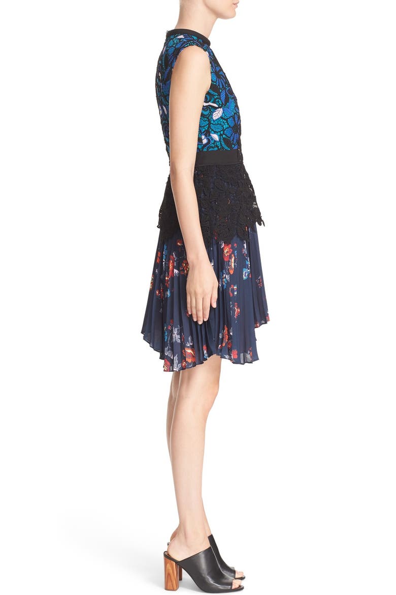 'Nina' Pleated Fit & Flare Minidress, Alternate, color, MULTI