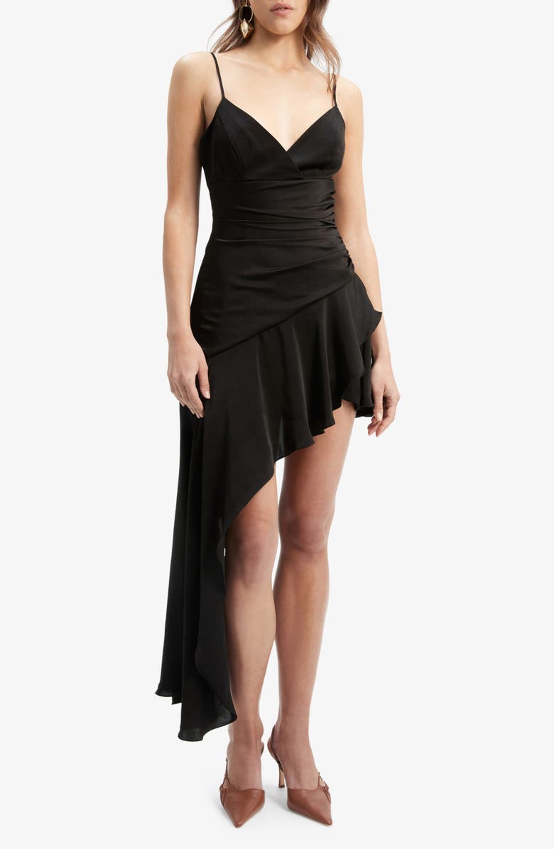 Bardot Idres High-Low Satin Cocktail Dress, Main, color, 