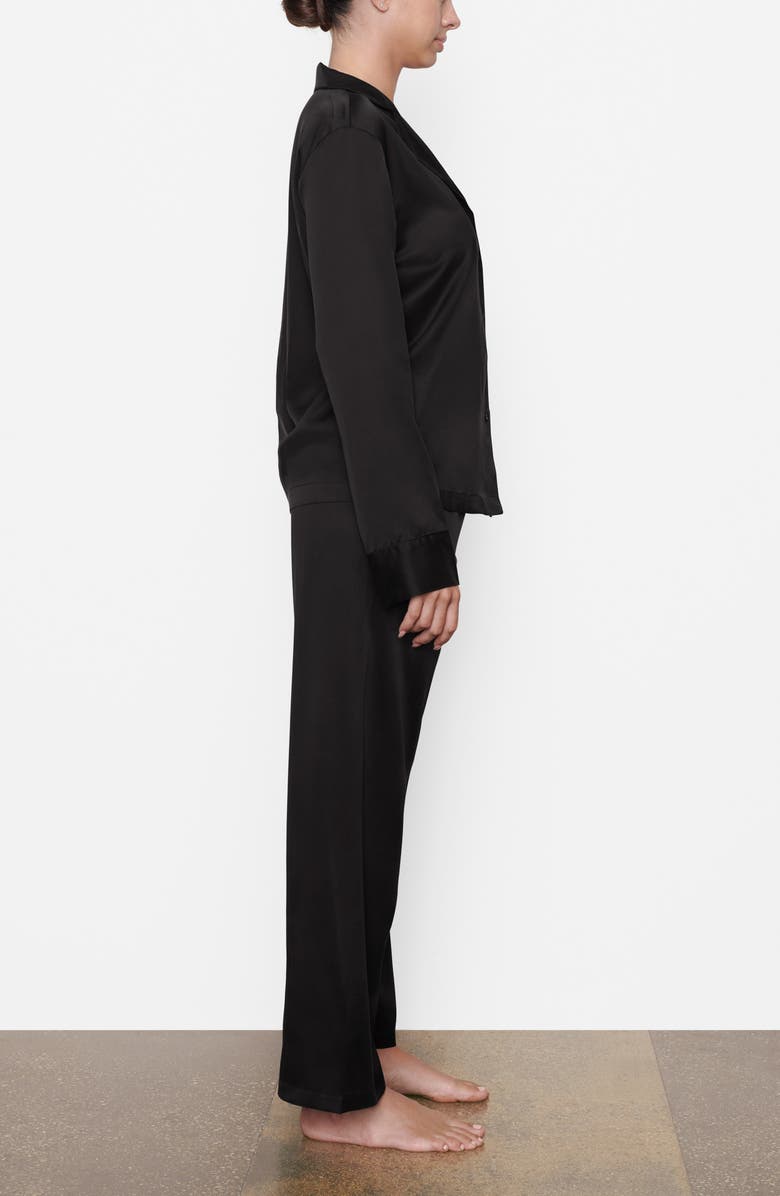 SKIMS Sandwashed Stretch Silk Button-Up Shirt, Alternate, color,