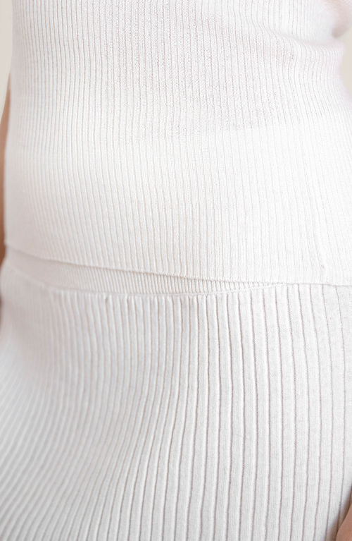 Italic Mia Featherlight Ribbed Midi Skirt In Ecru