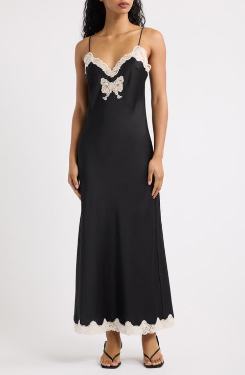 Lomira Satin & Lace Cocktail Midi Slipdress