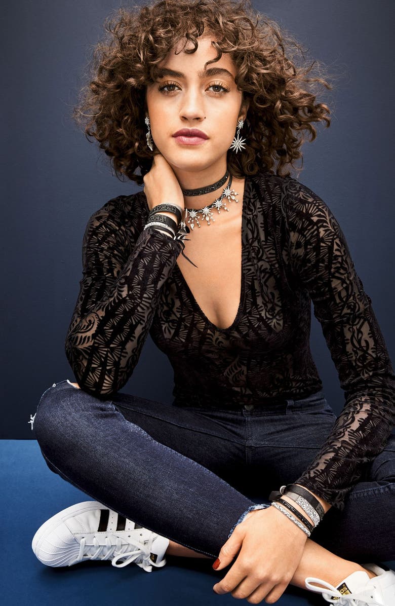 Treasure & Bond Treasure&Bond Starburst Crystal & Leather Choker, Alternate, color,