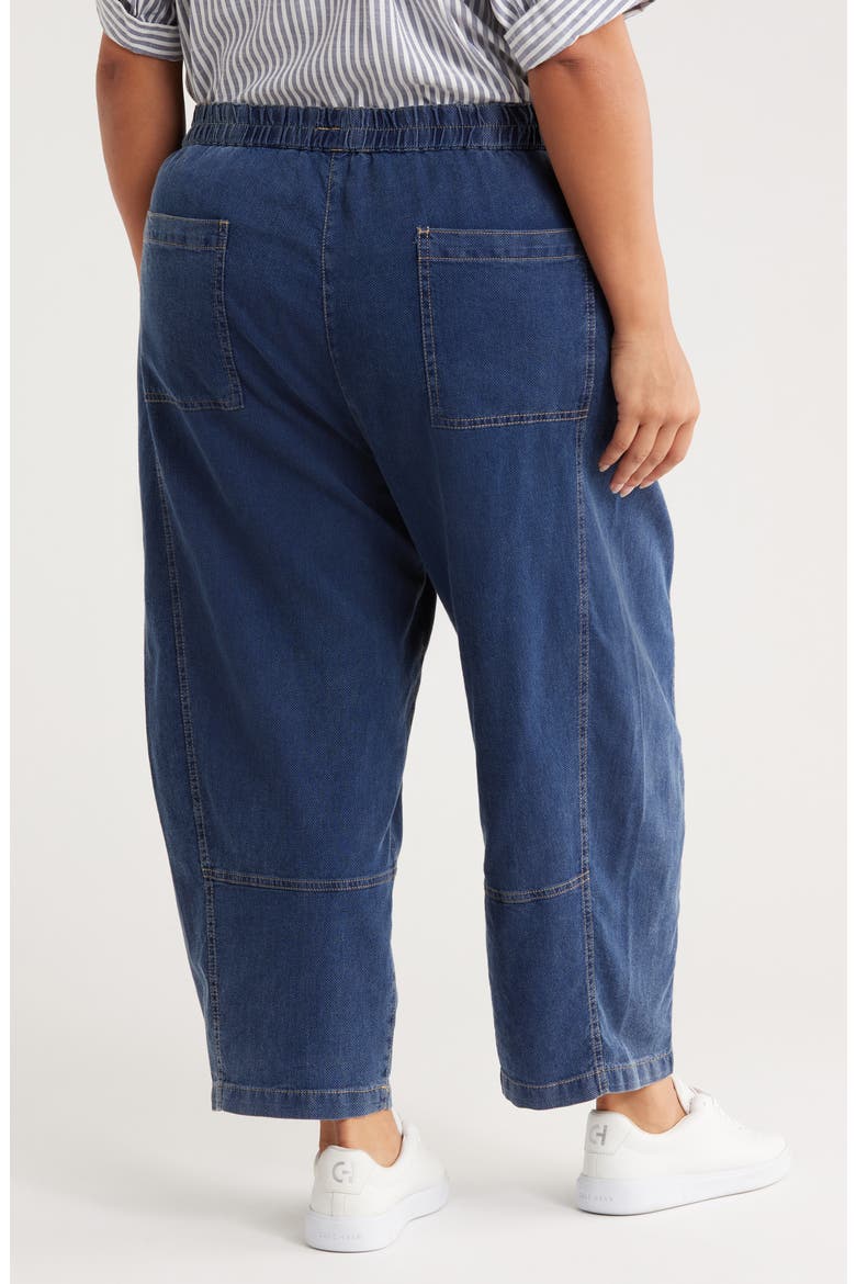 Piqué Barrel Leg Ankle Pants, Alternate, color, INDIGO