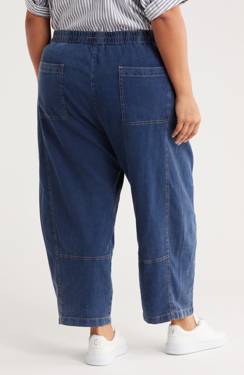 MAX STUDIO Piqué Barrel Leg Ankle Pants, Alternate, color, Indigo