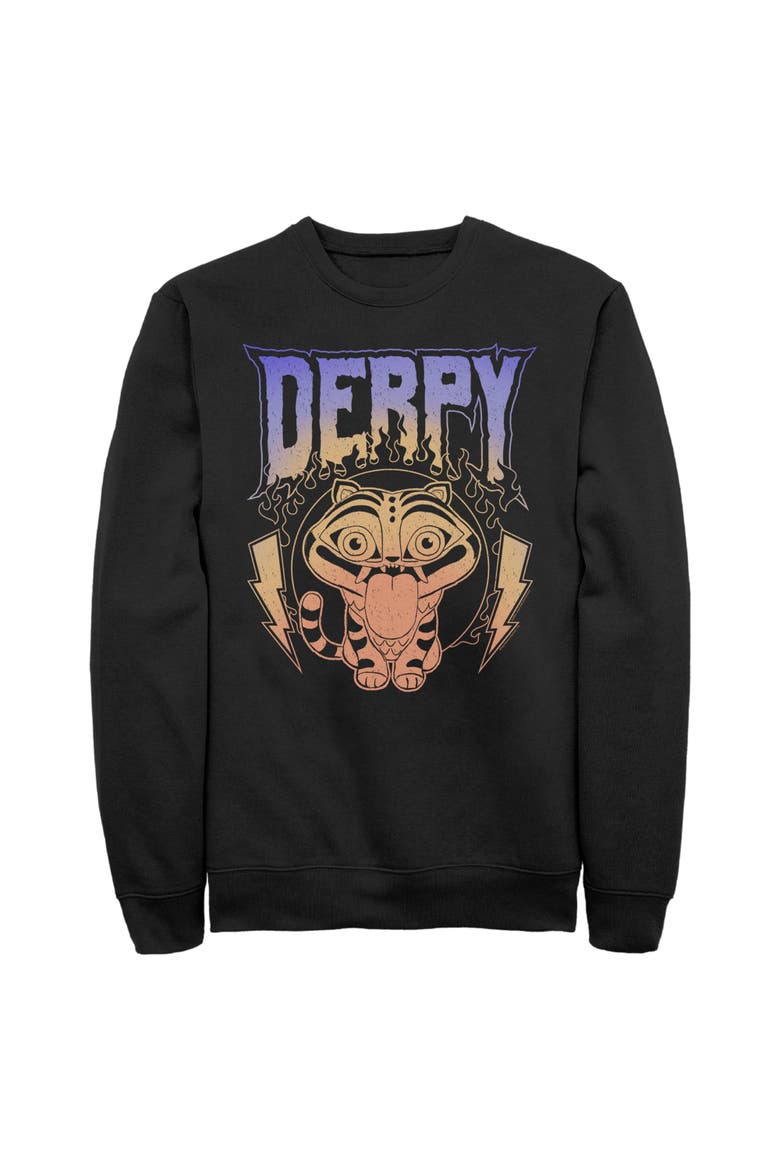 Men's Mythic Lightning Derpy Long Sleeve Crewneck Sweatshirt, Main, color, Black