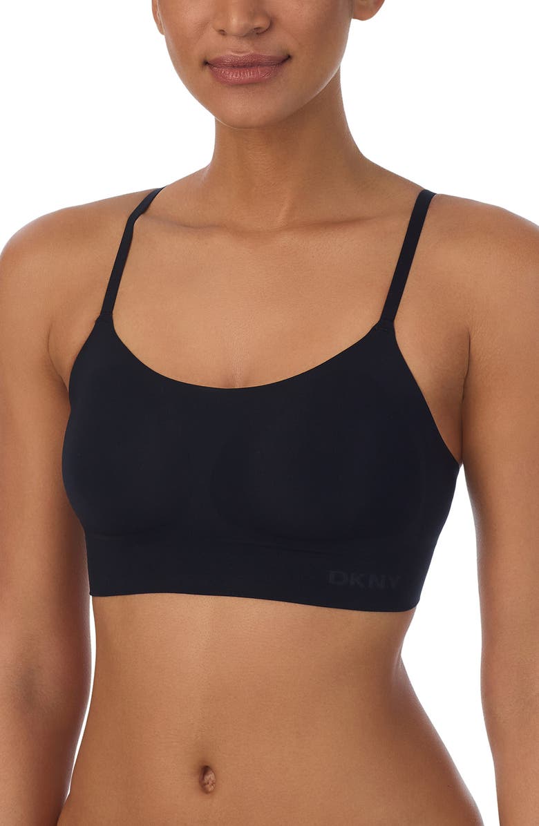 DKNY Litewear Seamless Bralette, Alternate, color, Black