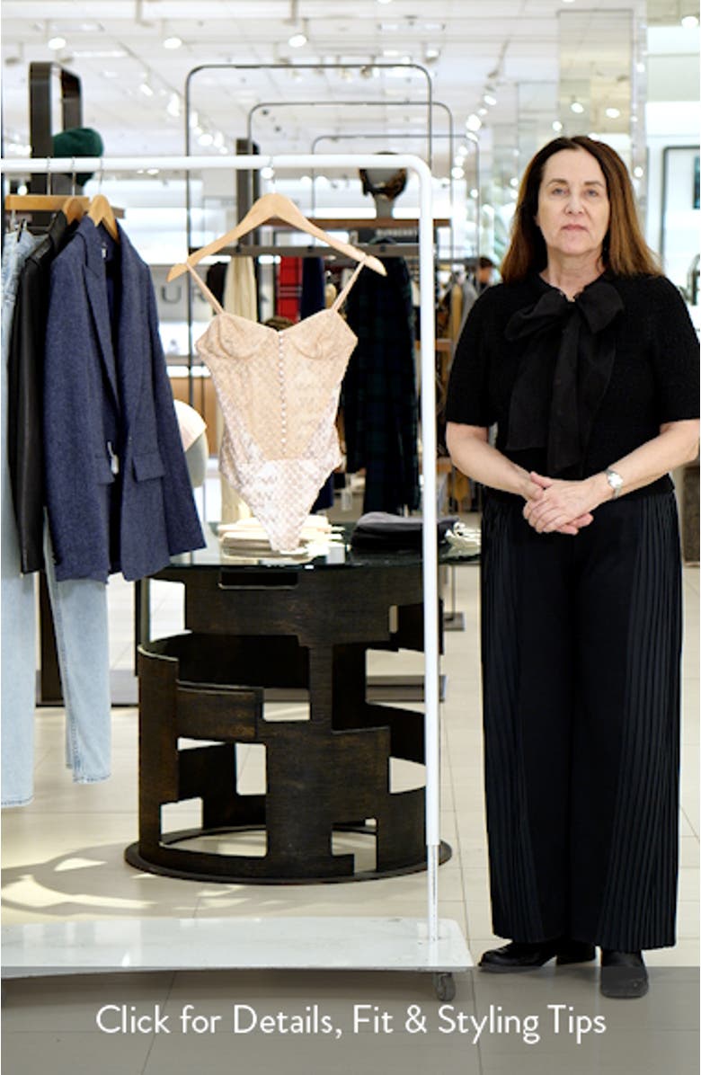 Mesh & Lace Sleeveless Thong Bodysuit, sales video thumbnail