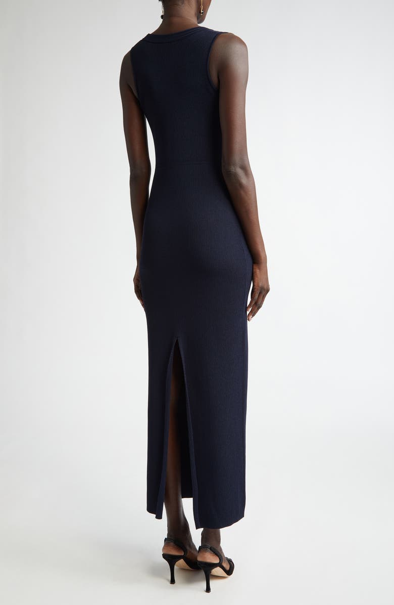 ST. JOHN Scoop Neck Fine Rib Tank Dress, Alternate, color, Midnight