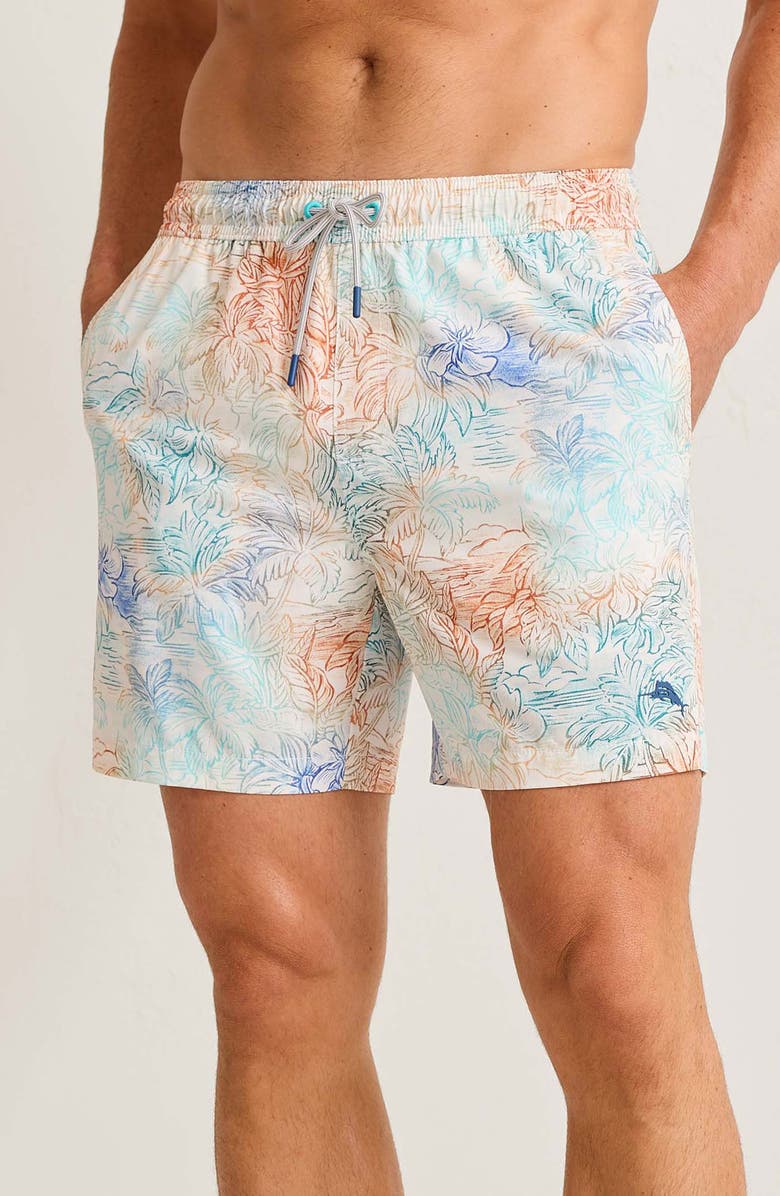 Tommy Bahama Naples La Blanca Swim Trunks, Main, color, Aqua Splash