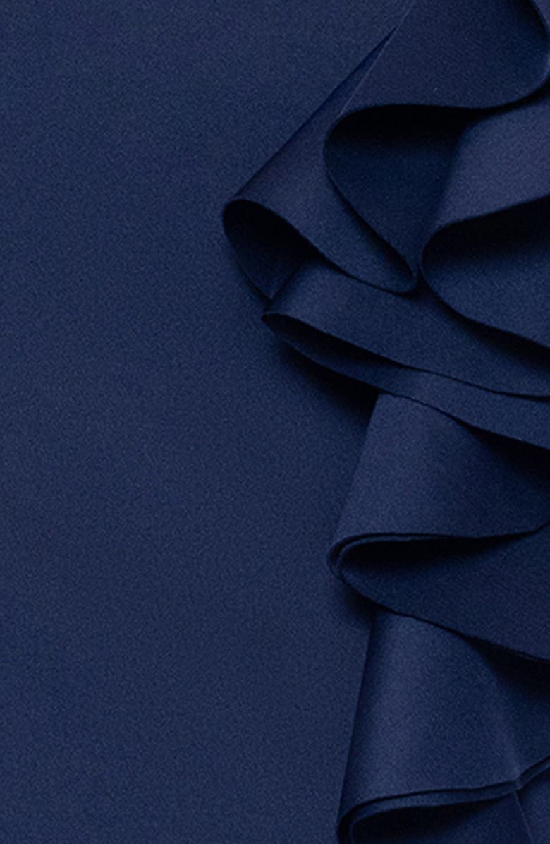 Xscape Evenings Ruffle Scuba Cocktail Dress, Alternate, color, Midnight