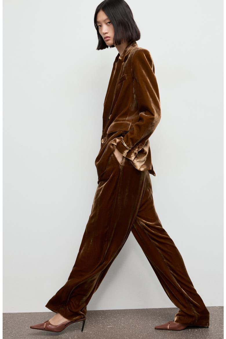 Straight Leg Velvet Pants, Alternate, color, CARAMEL