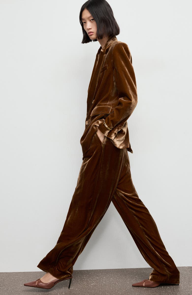 MANGO Straight Leg Velvet Pants, Alternate, color,