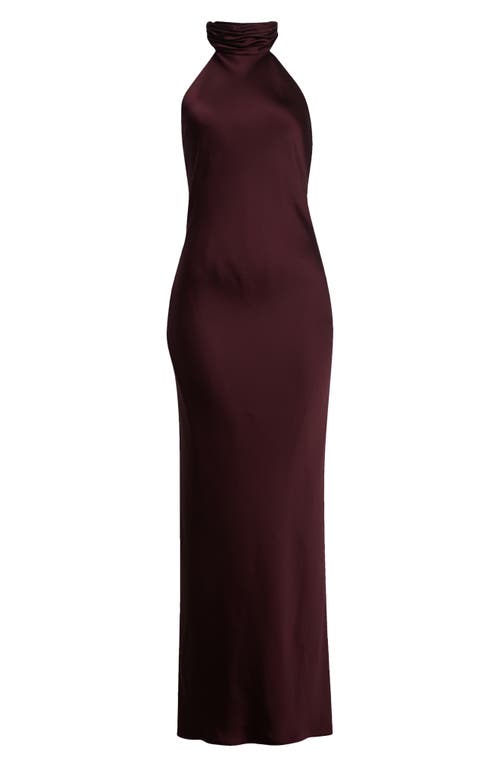 Ramy Brook Tatiana Halter Neck Satin Gown In Red