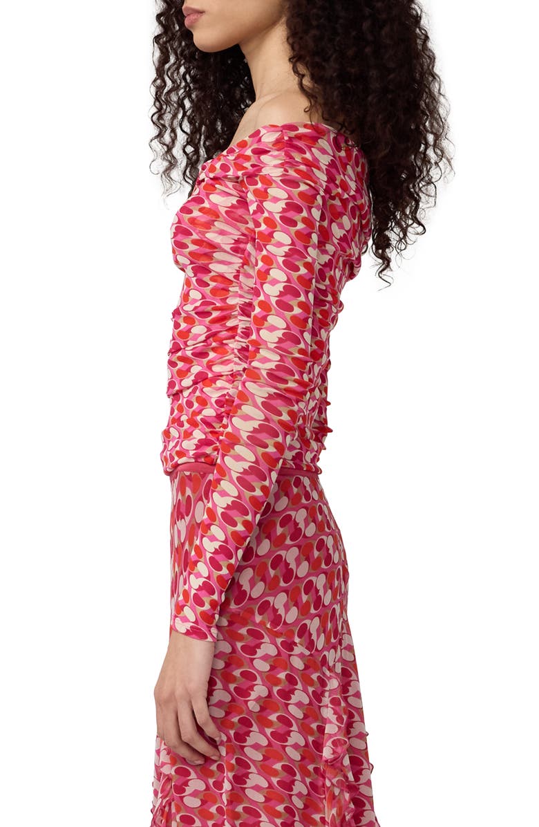 DVF Scout Long Sleeve Off the Shoulder Chain Print Top, Alternate, color, Pop Link Mini Blondie Pink