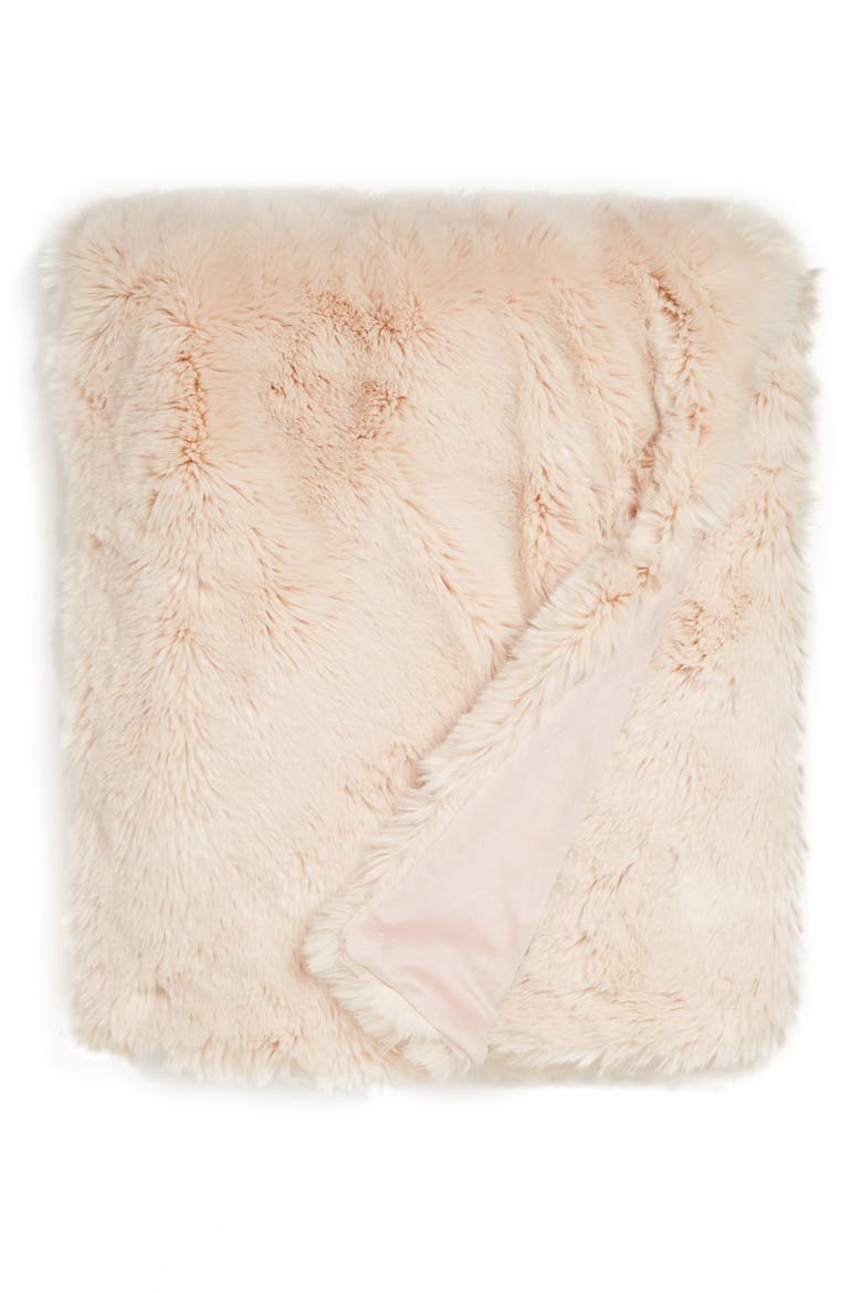 Faux Fur Throw, Main, color, PINK PEONY BUD
