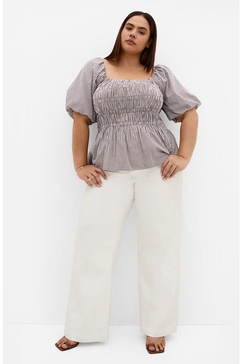 Belle Gingham Peplum Top, Alternate, color, CHOC CHECK