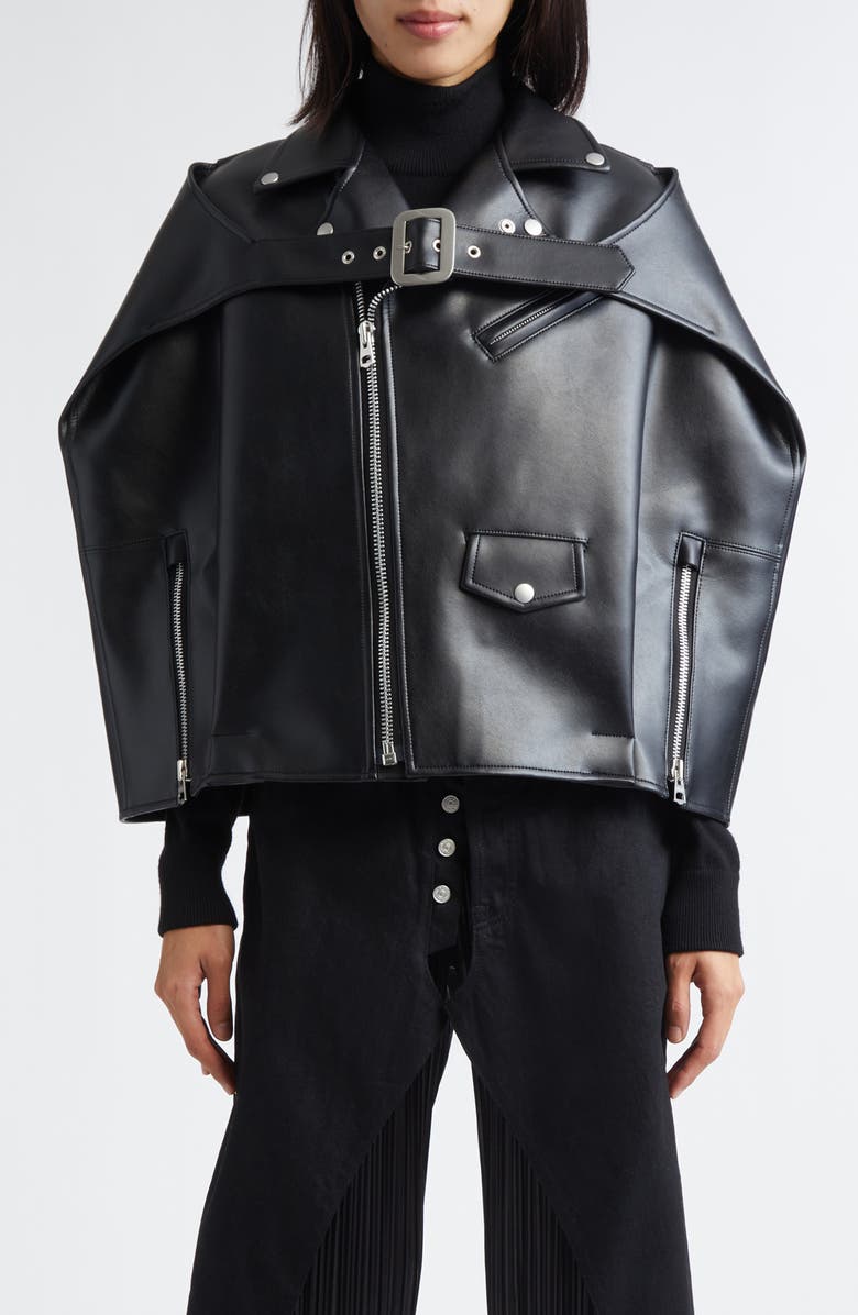 Junya Watanabe Faux Leather BikerJacket, Main, color, Black