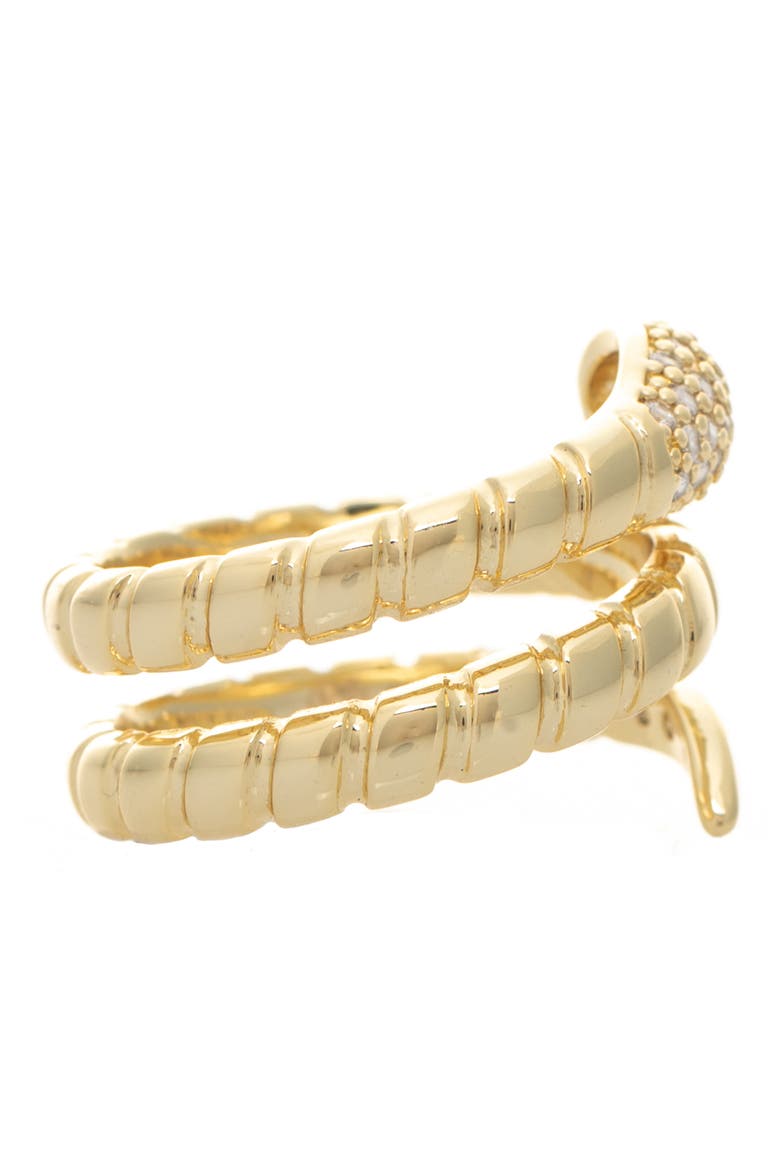 18K Gold Plated Cubic Zirconia Snake Wrap Ring, Alternate, color, 18K GOLD CLAD