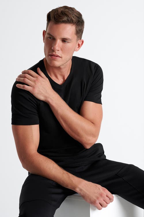 Shan Microfiber Crew Neck T-shirt In Black
