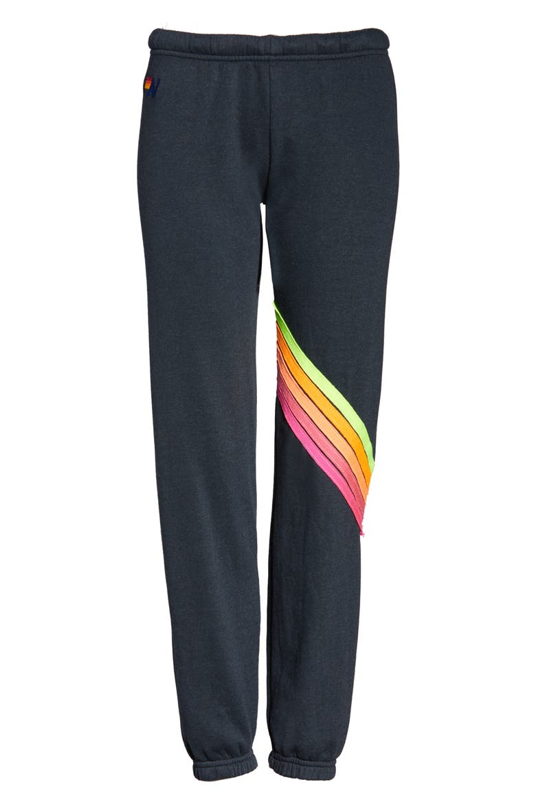 Chevron Stripe Joggers, Alternate, color, CHARCOAL/ NEON