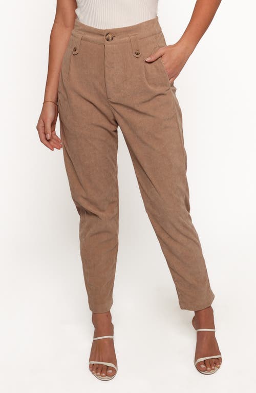 Petal & Pup Jones Crop High Waist Corduroy Pants in Brown 