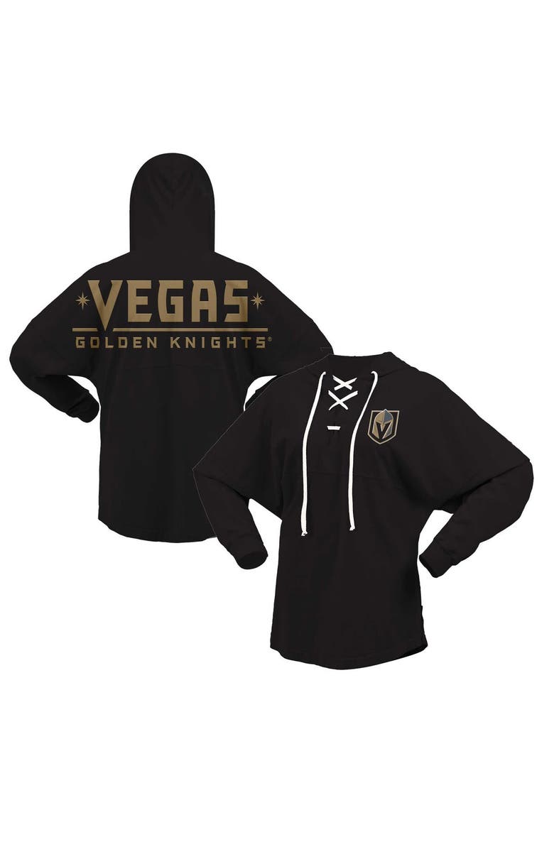FANATICS Women's Fanatics Branded Black Vegas Golden Knights Jersey Lace-Up V-Neck Long Sleeve Hoodie T-Shirt, Main, color, Black
