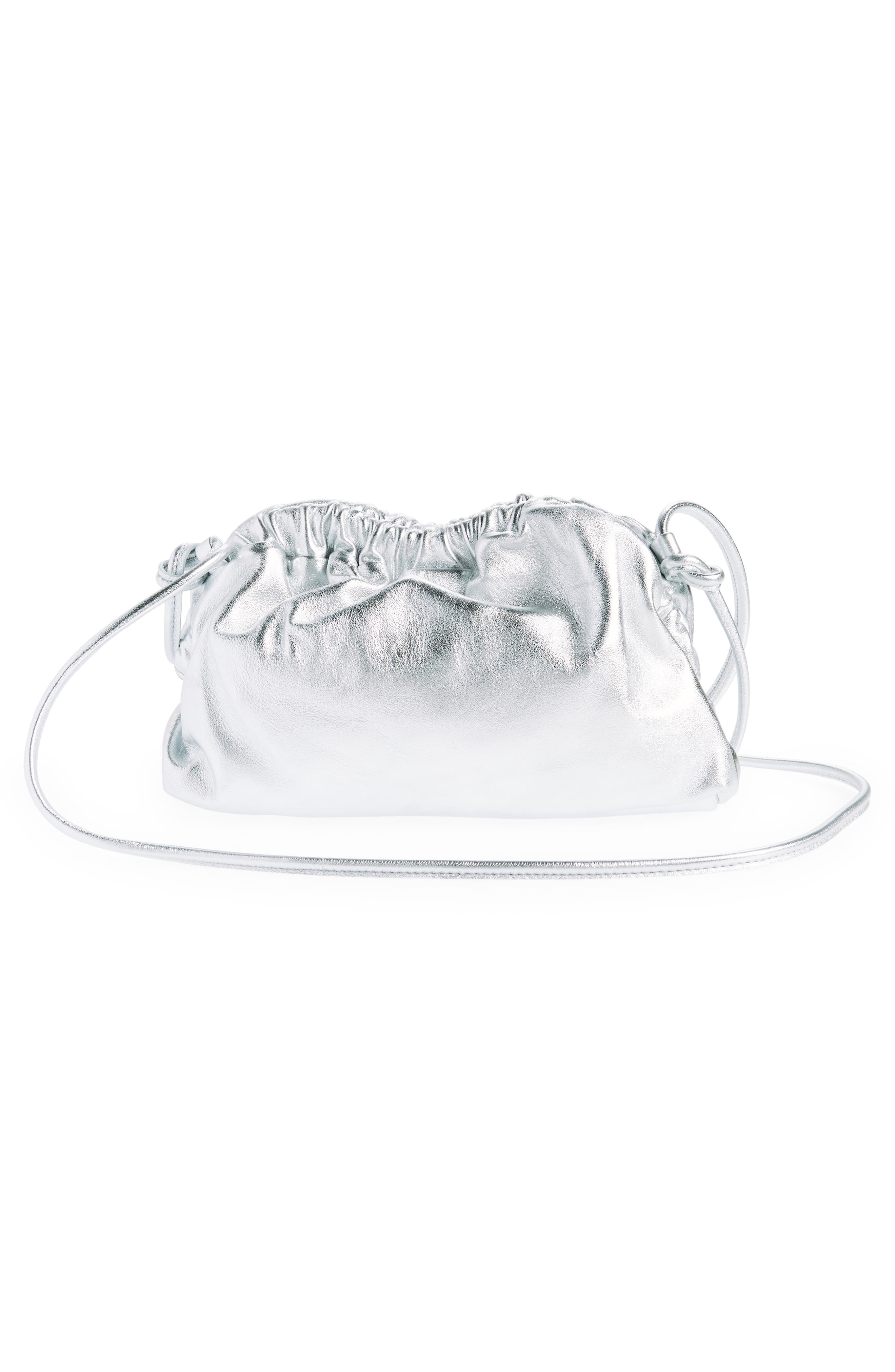 Mansur Gavriel Mini Cloud Metallic Leather Clutch, Alternate, color, Silver