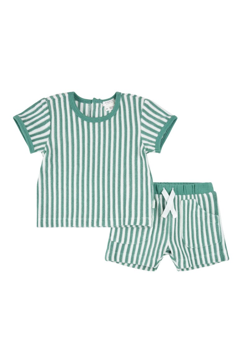 Stripe Terry Top & Shorts Set, Main, color, TURQUOISE