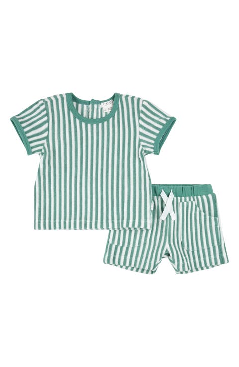 Stripe Terry Top & Shorts Set