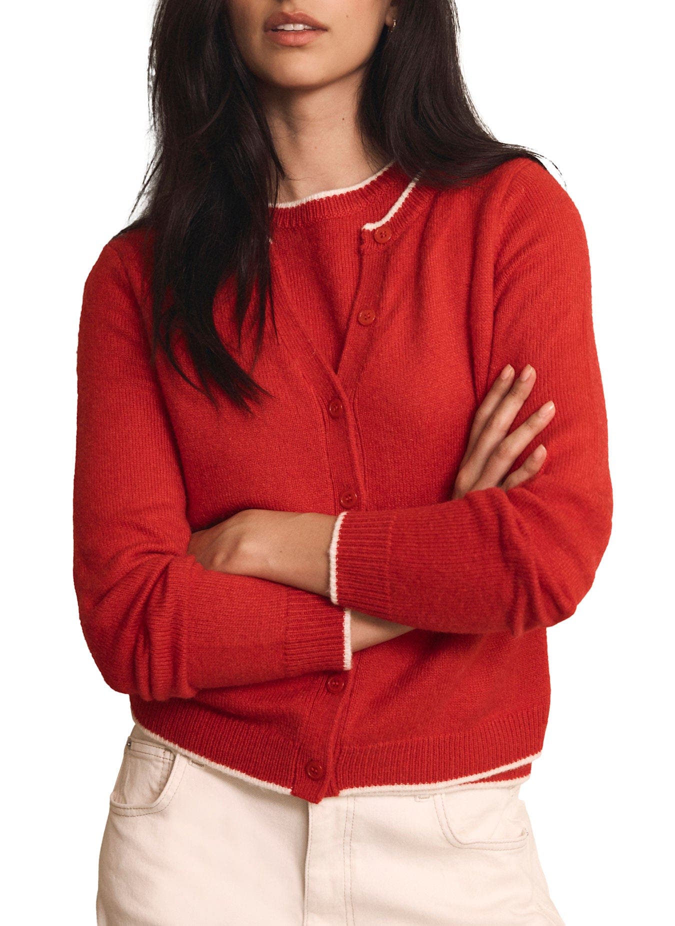 Layered Tipped Knit Cardigan - image 2