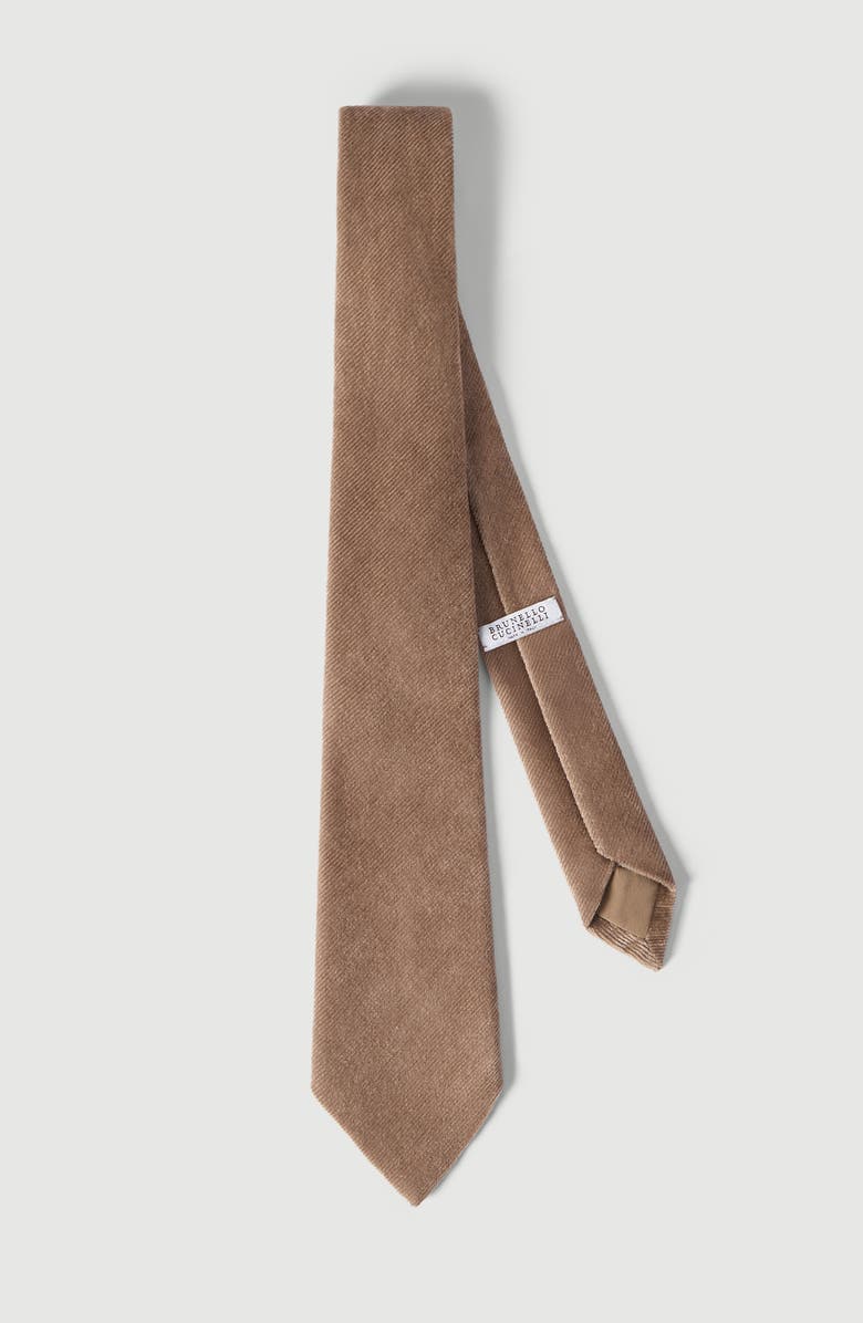 Brunello Cucinelli Fluid corduroy tie, Alternate, color, Espresso