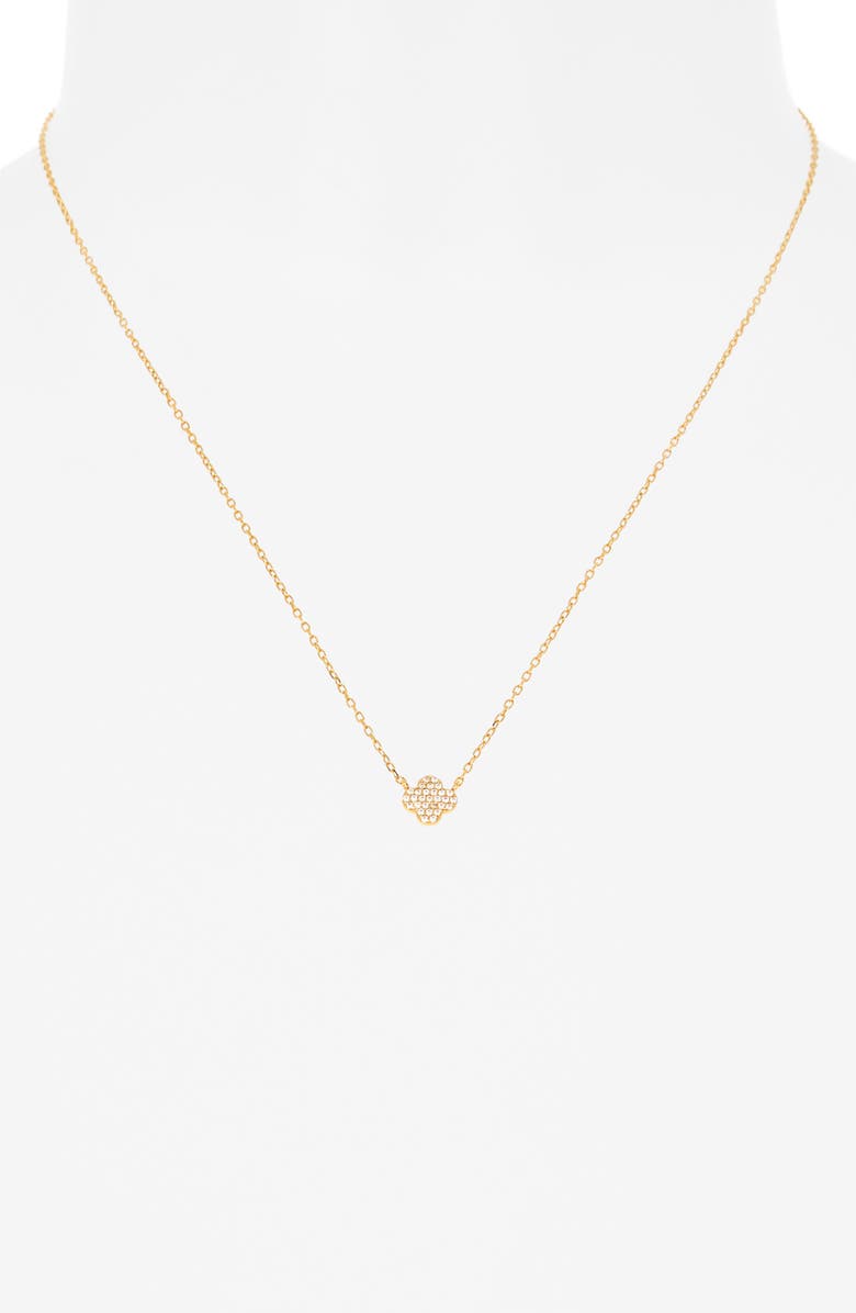 Argento Vivo Sterling Silver Pavè Clover Pendant Necklace, Alternate, color, Gold