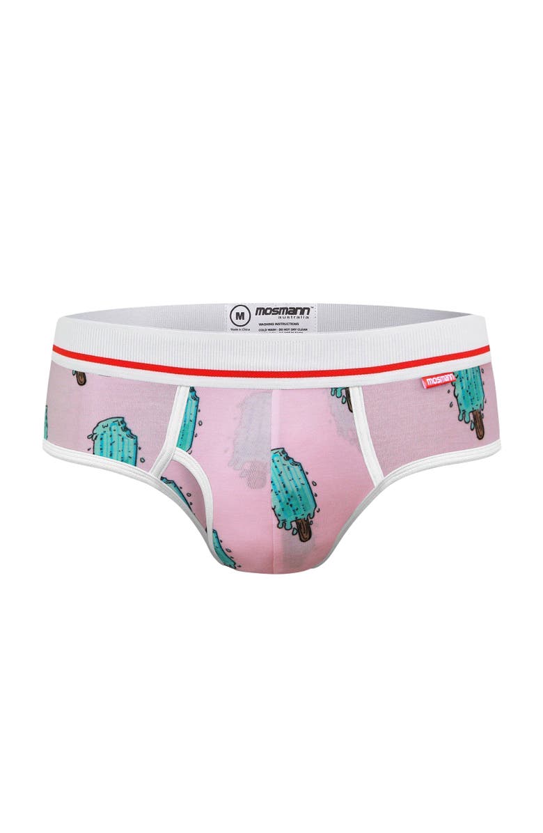 Mosmann Australia Men's Briefs, Alternate, color, Pink Print