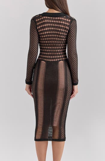 Louella Metallic Long Sleeve Body-Con Cocktail Dress