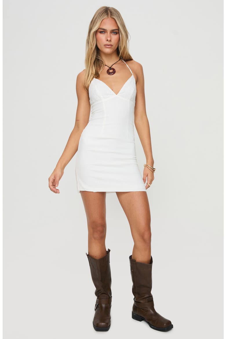 Duncani Stretch Cotton Minidress, Alternate, color, WHITE
