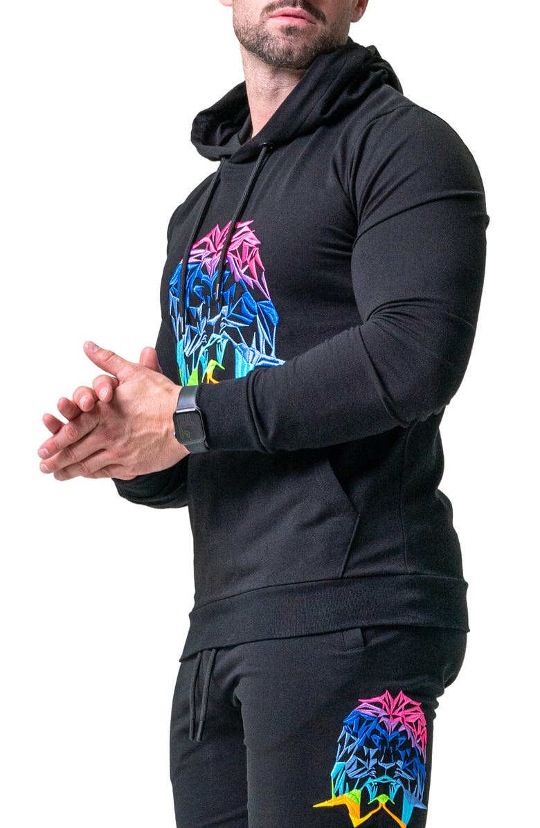 Maceoo Lion Face Embroidered Hoodie, Alternate, color, 