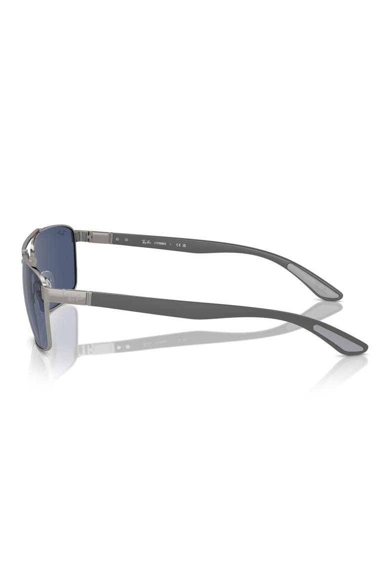 60mm Rectangular Sunglasses, Alternate, color, GUNMETAL