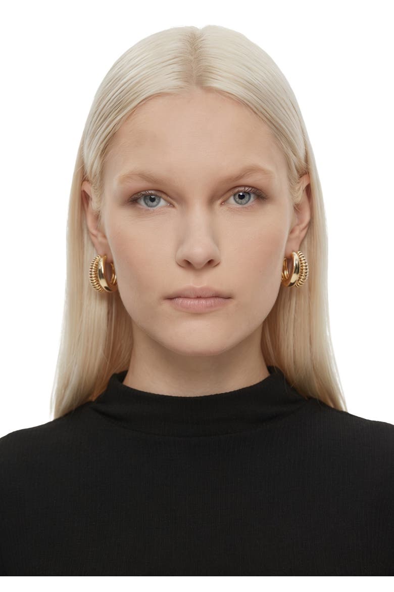 Aisha Clasp Hoops, Alternate, color, Gold