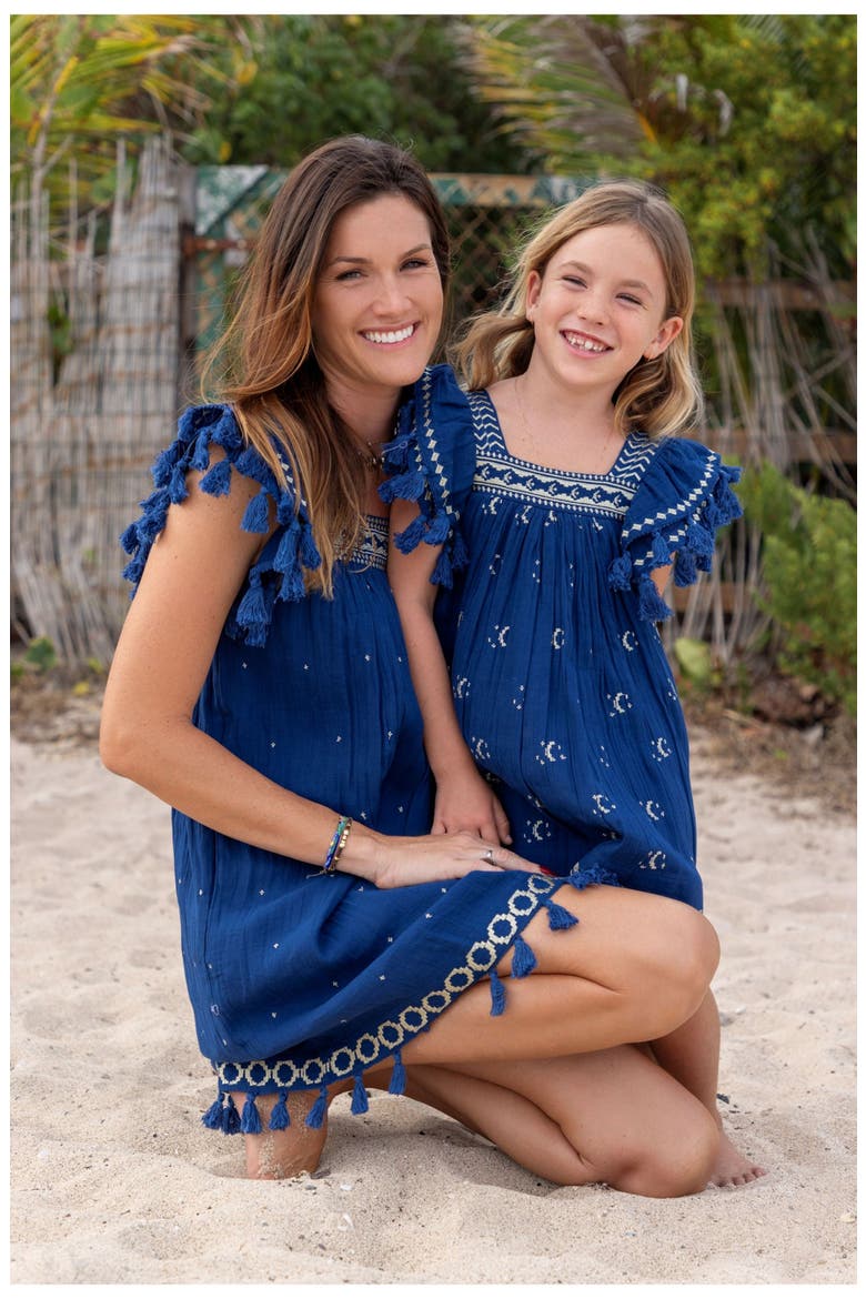 Mini Sandrine Womens Dress Galaxy Embroidery, Alternate, color, Blue