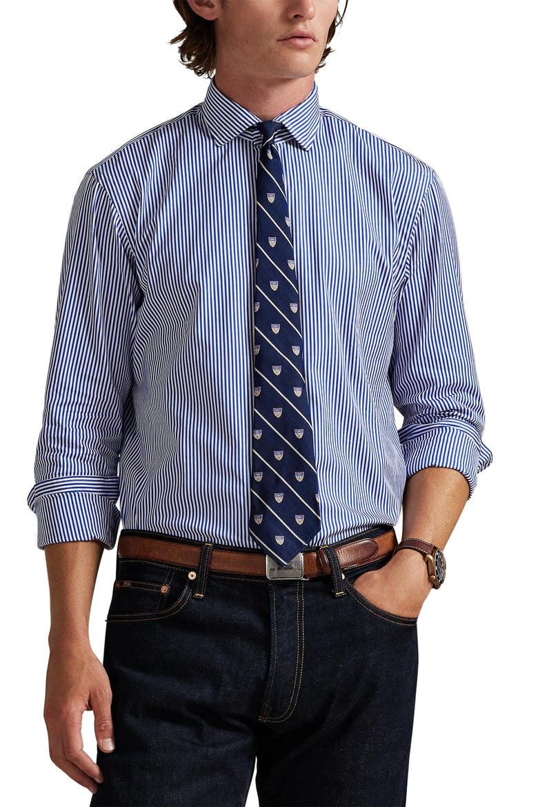 Classic Fit Stripe Cotton Poplin Button-Up Shirt, Main, color, BLUE/ WHITE