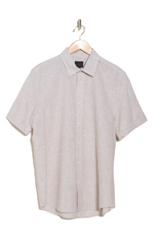 14th & Union Seersucker Short Sleeve Cotton Button-up Shirt In Tan Burrow- White Eoe