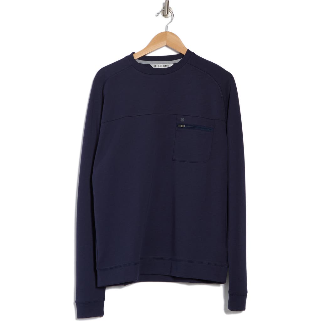 Black Clover Crue Long Sleeve Golf Shirt In Charcoal Clover Midnight Navy
