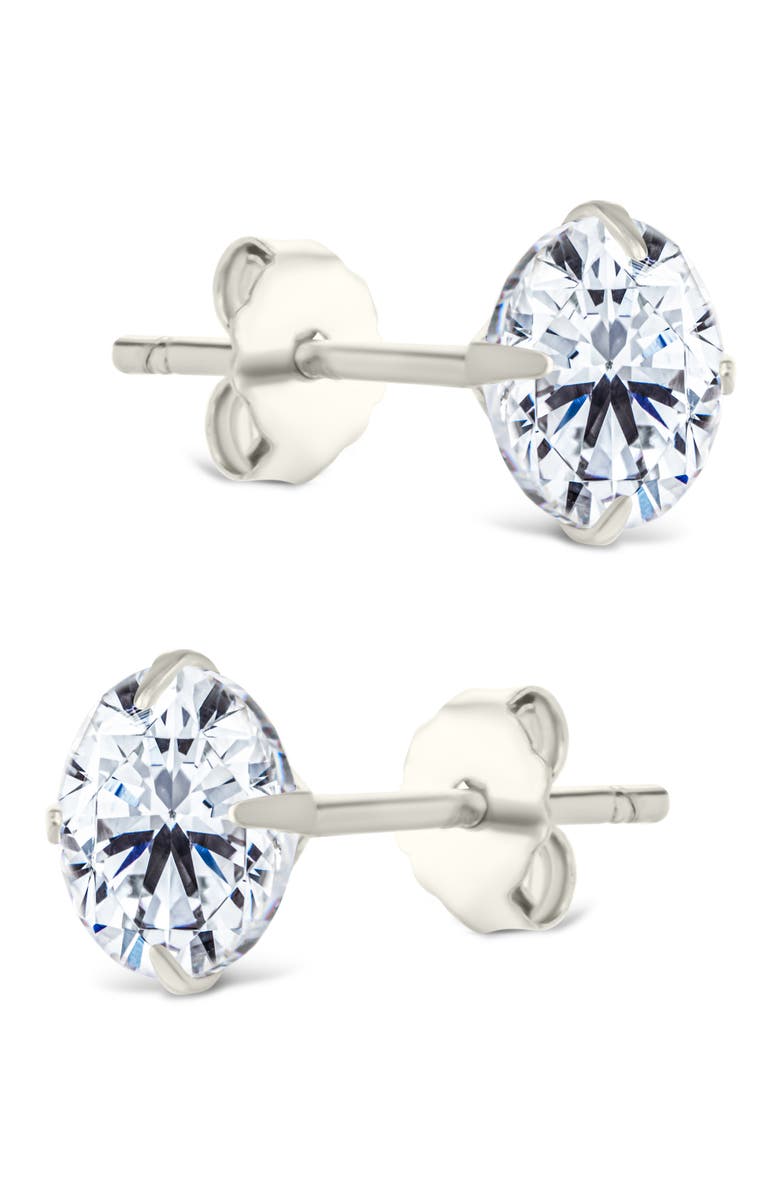 Sterling Forever Round Cut Cubic Zirconia Stud Earrings, Alternate, color, Silver