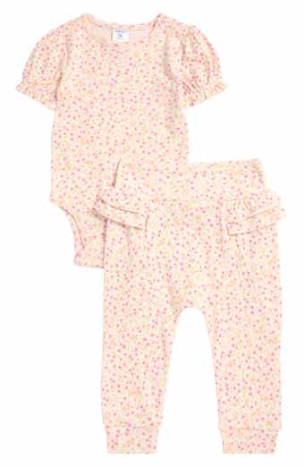 Nordstrom Print Cotton Bodysuit & Ruffled Joggers Set