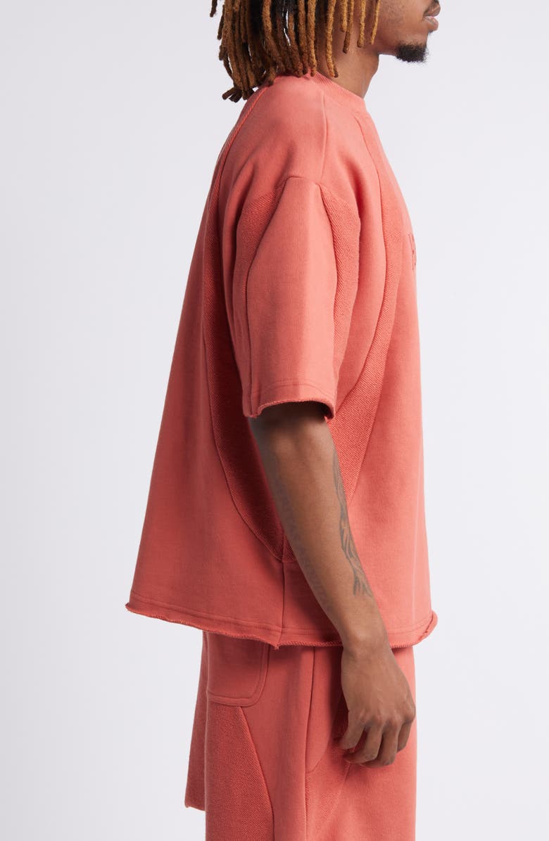 HONOR THE GIFT Panel Terry Short Sleeve Sweatshirt, Alternate, color, Brick