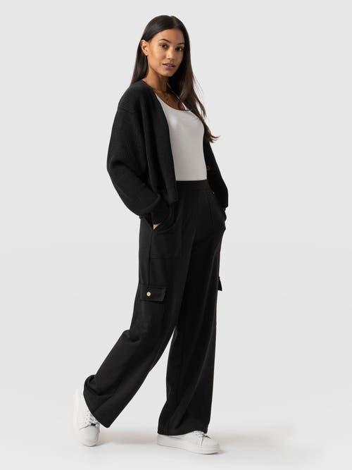 Saint + Sofia Cargo Chelsea Wide Leg Pant In Black