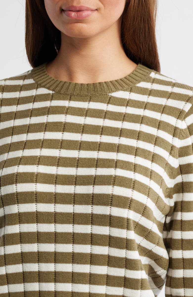 Caslon<sup>®</sup> Stripe Crewneck Rib Sweater, Alternate, color,