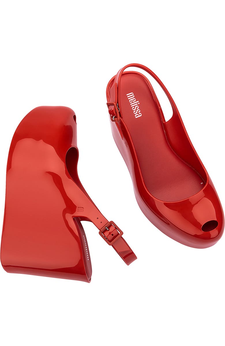 Melissa Groovy Slingback Platform Wedge Pump, Alternate, color, Red
