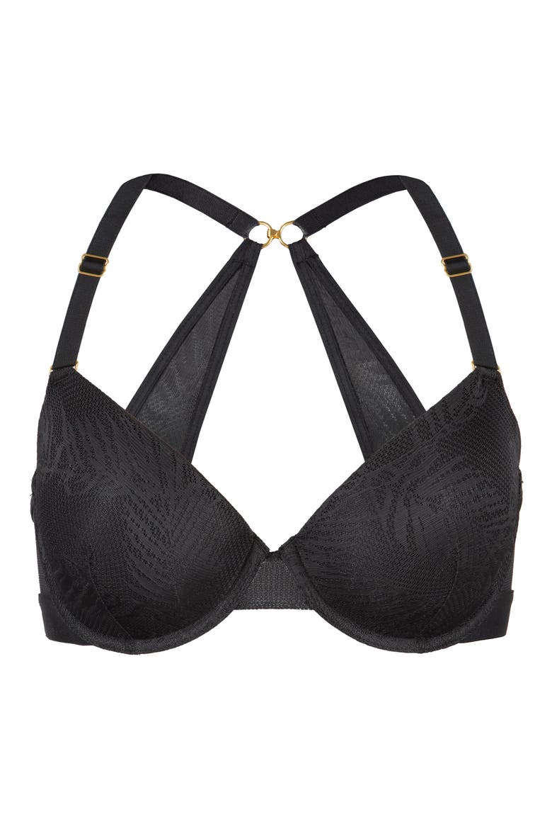 The Smooth Lace T-Shirt Bra, Alternate, color, JET BLACK
